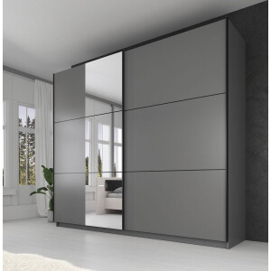 Meubella - Kledingkast Samantha - Grijs - 236 cm - Met spiegel