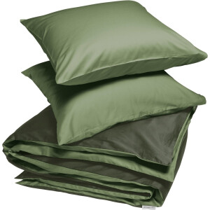 Yumeko dekbedovertrek katoensatijn dubbelzijdig olive 200x220 + 2/60x70 - Bio, eco & fairtrade
