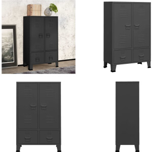 vidaXL Kledingkast industrieel 67x35x107 cm staal antracietkleurig - Kledingkast - Kledingkasten - Organiser - Industriële Kast
