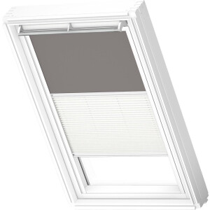 VELUX Origineel Verduisterend Rolgordijn Plus Plissé (DFD) Wit Kozijn, UK04, Grey