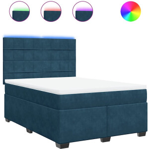 vidaXL - Boxspring - met - matras - fluweel - blauw - 140x190 - cm