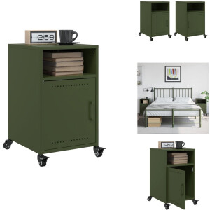 vidaXL Nachtkastje - Nachtkastjes - Bijzettafel - Wandkastje - Nachtkastjes 2 st 36x39x59 cm staal olijfgroen