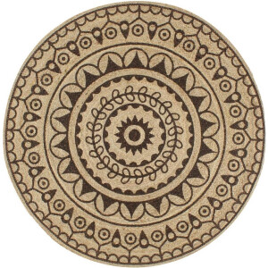 vidaXL - Vloerkleed - handgemaakt - met - donkerbruine - print - 90 - cm - jute