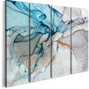 Artaza Canvas Schilderij Vierluik Abstracte Kunst - Blauwe Grijze Marmer - 120x90 - Foto Op Canvas - Canvas Print