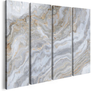 Artaza Canvas Schilderij Vierluik Witte Marmer - Abstracte Kunst - 120x90 cm - Wanddecoratie Woonkamer - Schilderijen - Muurdecoratie