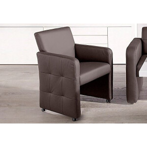 exxpo - sofa fashion Fauteuil Barista, lounge stoel op wielen met hoge bodemvrijheid smalle armleuningen, totale breedte ca. 61 cm, comfortabele zithoogte ca. 49 cm
