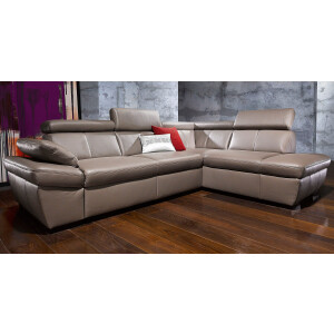 exxpo - sofa fashion Hoekbank Salerno, klassieke moderne functionele bank, hoog zitcomfort, L-vorm inclusief verstelbare hoofdsteun en armleuning, naar keuze met slaapfunctie