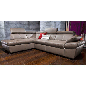exxpo - sofa fashion Hoekbank Salerno, klassieke moderne functionele bank, hoog zitcomfort, L-vorm inclusief verstelbare hoofdsteun en armleuning, naar keuze met slaapfunctie