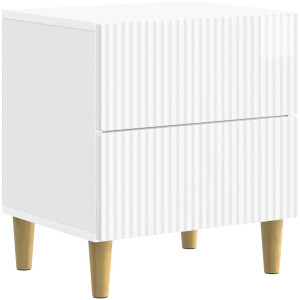 vidaXL - Nachtkastje - Hoogglans - Wit - 43 - x - 34,5 - x - 48 - cm - Bewerkt - hout