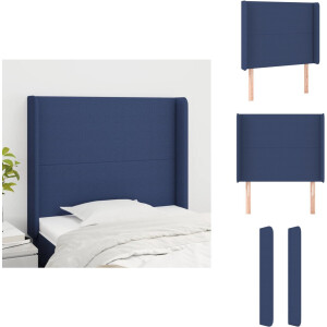 vidaXL Hoofdbord - Hoofdborden - Hoofdeinde - Houten Hoofdbord - Hoofdbord met randen 93x16x118/128 cm stof blauw