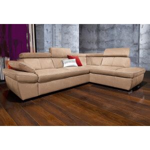 exxpo - sofa fashion Hoekbank Salerno, klassieke moderne functionele bank, hoog zitcomfort, L-vorm inclusief verstelbare hoofdsteun en armleuning, naar keuze met slaapfunctie