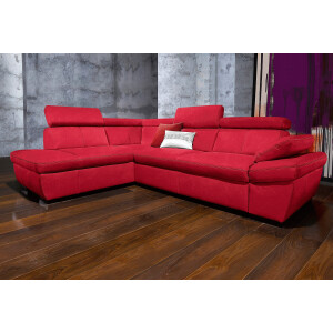 exxpo - sofa fashion Hoekbank Salerno, klassieke moderne functionele bank, hoog zitcomfort, L-vorm inclusief verstelbare hoofdsteun en armleuning, naar keuze met slaapfunctie