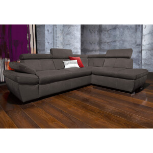 exxpo - sofa fashion Hoekbank Salerno, klassieke moderne functionele bank, hoog zitcomfort, L-vorm inclusief verstelbare hoofdsteun en armleuning, naar keuze met slaapfunctie