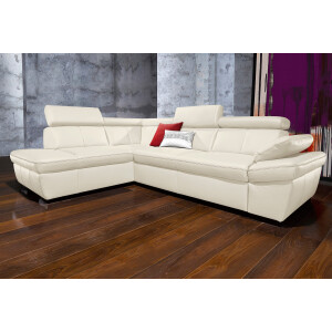 exxpo - sofa fashion Hoekbank Salerno, klassieke moderne functionele bank, hoog zitcomfort, L-vorm inclusief verstelbare hoofdsteun en armleuning, naar keuze met slaapfunctie