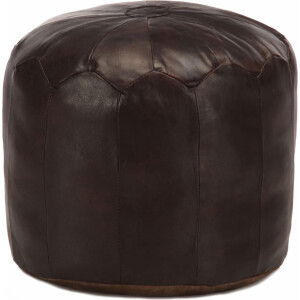 vidaXL - Poef - 40x35 - cm - echt - geitenleer - donkerbruin