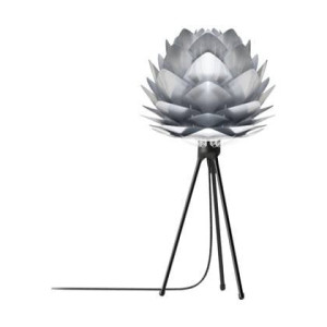 Umage Silvia Mini tafellamp brushed steel - met tripod zwart - Ã 32 cm