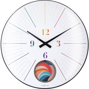 Grote Wandklok 50cm met Bolle Glas Lens - Stil - Pendulum - Meerkleurig - NeXtime 'Duomo 50 Pendulum'