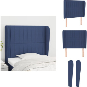vidaXL Hoofdbord - Hoofdborden - Hoofdeinde - Houten Hoofdbord - Hoofdbord met randen 103x23x118/128 cm stof blauw