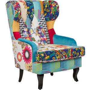 MOLDE - Chesterfield fauteuil - Patchwork/Blauw - Polyester