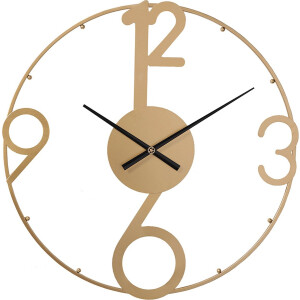 LW Collection Wandklok goud 80cm - Grote moderne gouden wandklok - Industriële wandklok - Gouden Ronde Moderne Klok - Stil uurwerk