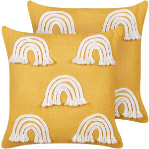 BELIANI LEEA - Sierkussen set van 2 - Geel - 45 x 45 cm - Katoen