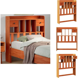 vidaXL Hoofdbord - Hoofdborden - Bed Hoofdbord - Bedhoofdbord - Hoofdbord met opbergruimte 75 cm massief grenenhout wasbruin