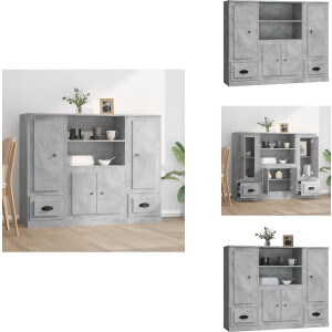 vidaXL Hoge Kast - Hoge Kasten - Dressoir - Kast - Hoge kasten 3 st bewerkt hout betongrijs