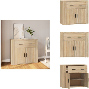 vidaXL Dressoir - Dressoirs - Kast - Wandkast - Dressoir 80x33x70 cm bewerkt hout sonoma eikenkleurig