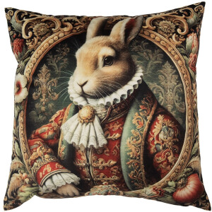 Clayre & Eef Kussenhoes 45x45 cm Beige Polyester Konijn