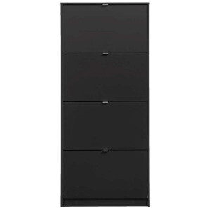 Leen Bakker - Schoenenkast Hamburg 4 Kleppen - 162x70,3x24 Cm - Spaanplaat - Zwart - 70.3x162x24 Cm