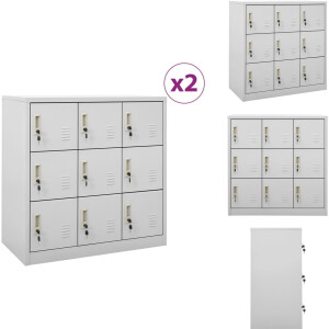 vidaXL Lockerkast - Lockerkasten - Locker Kast - Locker Kasten - Lockerkasten 2 st 90x45x92,5 cm staal lichtgrijs