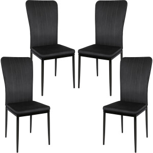 PIPIPOXER Eetkamerstoelen -Set van 4 - Velvet bekleed - Keukenstoel of eetkamerstoel - Zwart