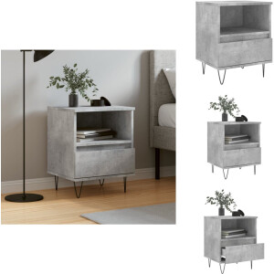 vidaXL Nachtkastje - Nachtkastjes - Bijzettafel - Wandkastje - Nachtkastje 40x35x50 cm bewerkt hout betongrijs