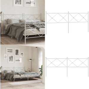 vidaXL Hoofdbord 193 cm metaal wit - Hoofdbord - Hoofdborden - Hoofdeinde - Metalen Hoofdbord