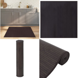 vidaXL Vloerkleed vierkant 100x100 cm bamboe donkerbruin - Vloerkleed - Vloerkleden - Tapijt - Vloerbedekking