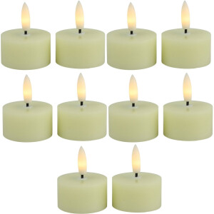 Countryfield LED theelichtjes/waxinelichtjes - 10x st - creme wit - D4 x H5,2 cm - met timer
