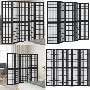 vidaXL Kamerscherm met 5 panelen massief paulowniahout zwart - Kamerscherm - Kamerschermen - Privacy Scherm - Privacyscherm