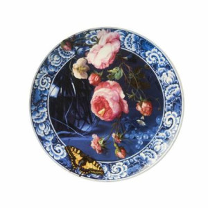 Heinen Delfts Blauw | Bord Bloemen van de Gouden Eeuw Groot | 26 cm