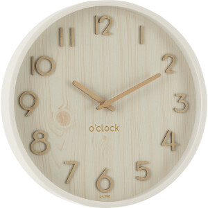 J-Line klok - multiplex/hout - wit - small - Ø 30 cm