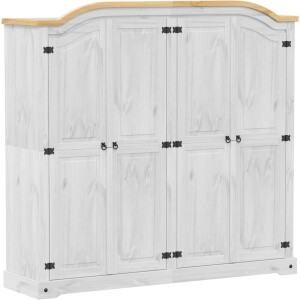 vidaXL - Kledingkast - Corona - wit - 194x52x186 - cm - massief - grenenhout