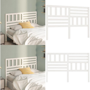 vidaXL Hoofdbord 146x4x100 cm massief grenenhout wit - Hoofdbord - Hoofdborden - Hoofdeinde - Houten Hoofdbord