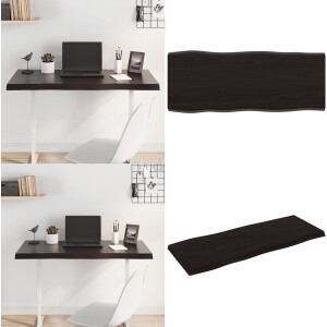 vidaXL Tafelblad natuurlijke rand 100x40x(2-4)cm eikenhout donkerbruin - Tafelblad - Tafelbladen - Plank - Houten Tafelblad