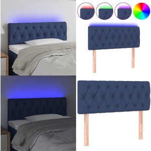 vidaXL Hoofdbord LED 100x7x78/88 cm stof blauw - Hoofdbord - Hoofdborden - Hoofdeinde - Houten Hoofdbord