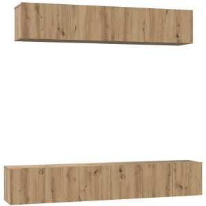 vidaXL - Tv-meubelset - 5 - st - Artisan - Eiken - Bewerkt - hout