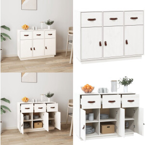 vidaXL Dressoir 100x40x75 cm massief grenenhout wit - Dressoir - Dressoirs - Kast - Wandkast