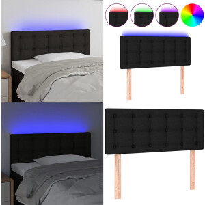 vidaXL Hoofdbord LED 80x5x78/88 cm stof zwart - Hoofdbord - Hoofdborden - Hoofdeinde - Houten Hoofdbord
