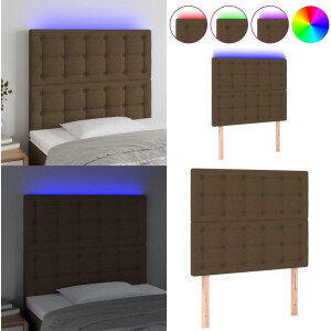 vidaXL Hoofdbord LED 80x5x118/128 cm stof donkerbruin - Hoofdbord - Hoofdborden - Hoofdeinde - Houten Hoofdbord