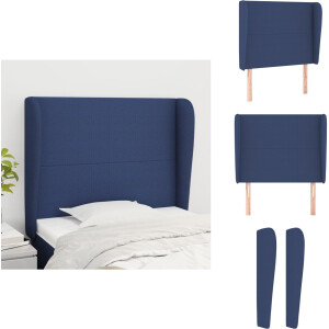 vidaXL Hoofdbord - Hoofdborden - Hoofdeinde - Houten Hoofdbord - Hoofdbord met randen 103x23x118/128 cm stof blauw