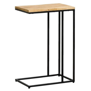 Leen Bakker - Bijzettafel Kyan - Zwart/naturel - 60x40x25 Cm - Hout - Bruin