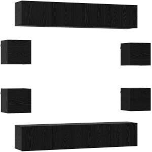 vidaXL - Tv-meubelset - 8 - pcs - 80 - x - 30 - x - 30 - cm - Zwart - eiken - Bewerkt - hout